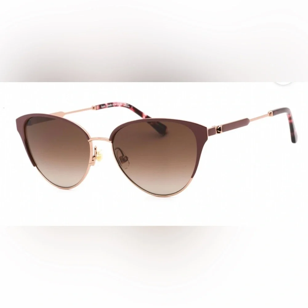 kate spade Ianna Brown Gradient Cat-Eye, Rose Gold Trim Sunglasses New In Case